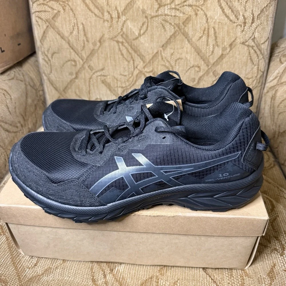 ASICS Gel-Venture 10 Black Graphite Grey 1011B967 Men's Size 15 Trail Shoes New